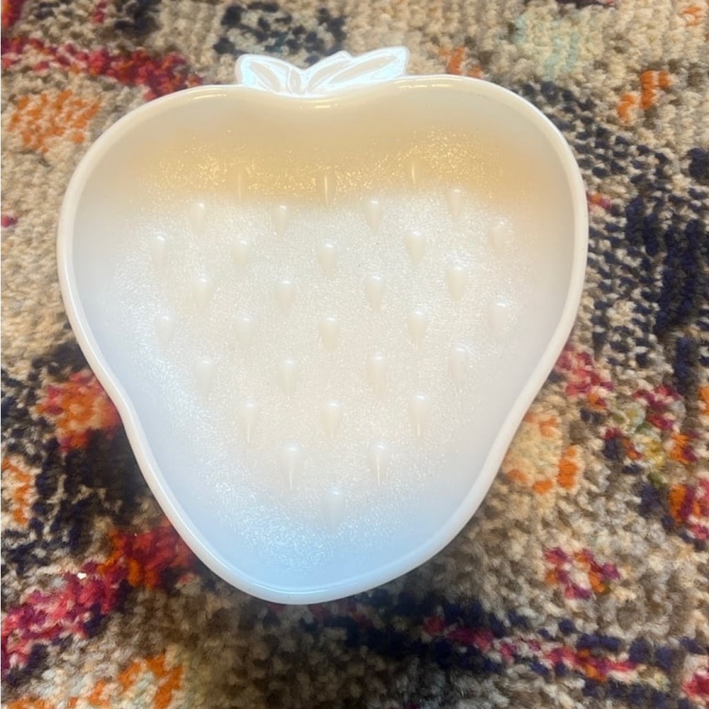 Strawberry milk glass dish